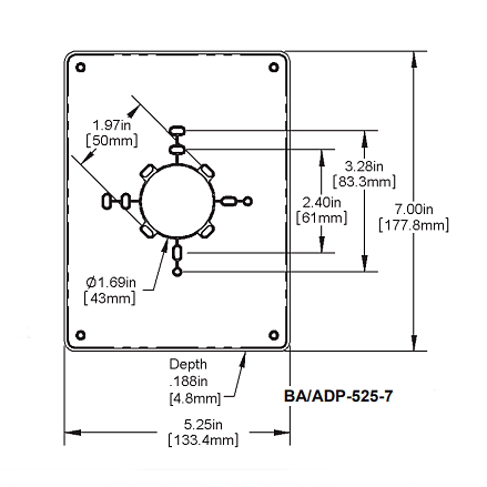 Automated Logic ALC/ADP-525-7 Wall Sensor Adapter Plate Dimensions