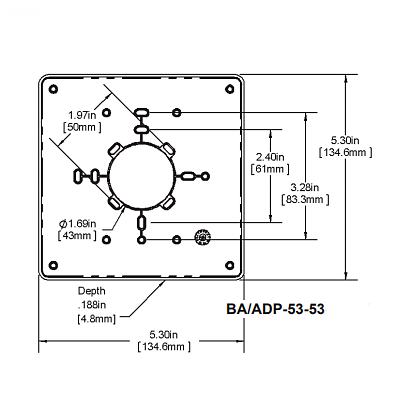 Automated Logic ALC/ADP-53-53 Wall Adapter Plate Dimensions
