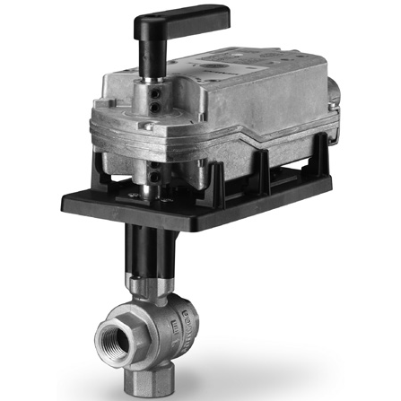 Siemens Building Technology 171F-10363S Three-Way Ball Valve Assembly 1" 25Cv 200 PSI Valve Body Normally Open with Spring Return Actuator